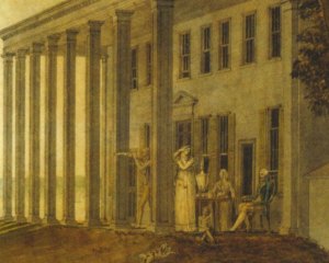 5 reasons to note Washington's birthday A View of Mount Vernon with the Washington Family on the Piazza, July 16, 1796, by Benjamin Henry Latrobe.